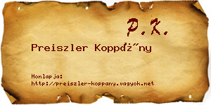 Preiszler Koppány névjegykártya
